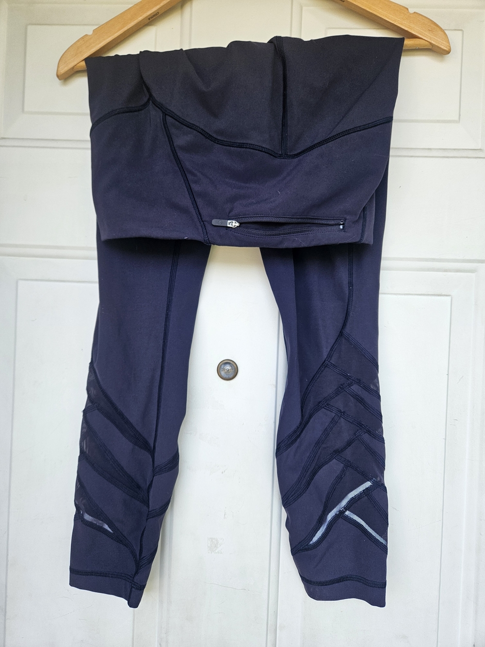 lululemon athletica Navy Cropped Leggings with Mesh Insets